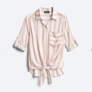 Striped Tie Front Top